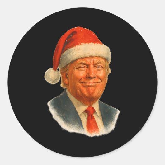 Christmas Trump Face Santa Funny Xmas Meme Men Wom Ronde Sticker (Voorkant)