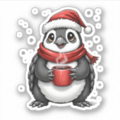 Christmas Turtle with Santa Hat Coffee Lover Funny Sticker (Voorkant)
