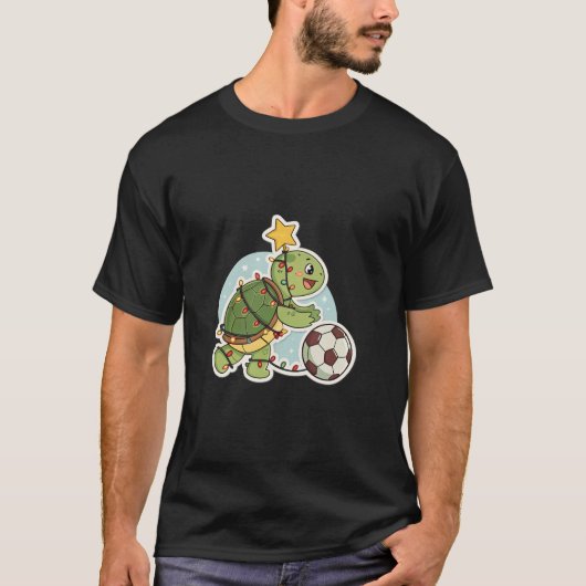 Christmas Turtle with Soccer Ball T-shirt (Voorkant)
