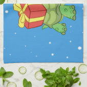 Christmas turtle with the gift theedoek (Gevouwen)