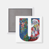 CHRISTMAS U BRIEF / SANTA MET VIOLIN MONOGRAM MAGNEET (Voorkant / Achterkant)