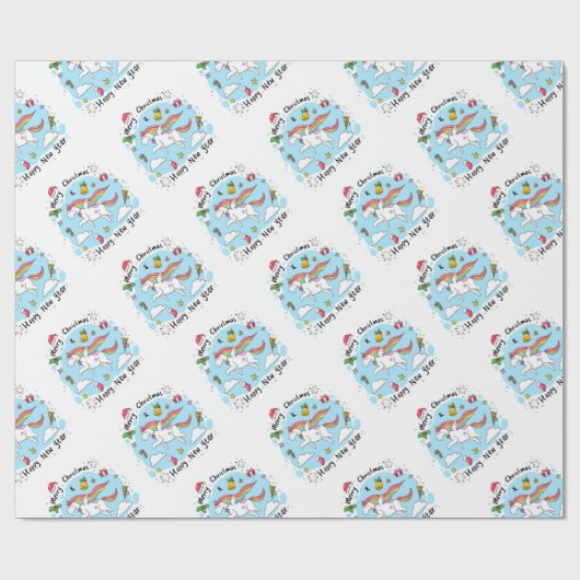 Christmas Unicorn Cadeaupapier (Vlak)