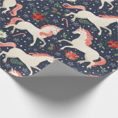Christmas Unicorn | Candy Canes & Snow Cadeaupapier (Hoek)