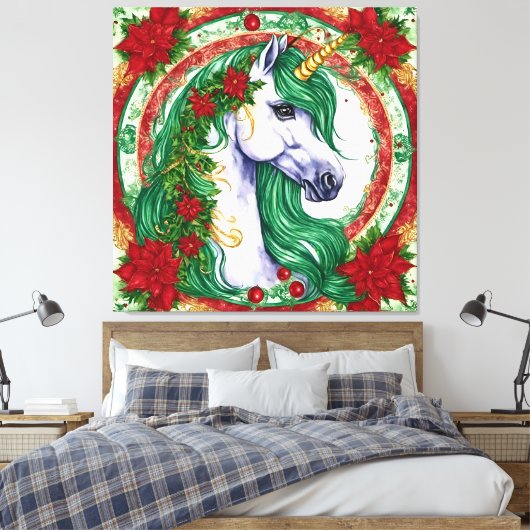 Christmas Unicorn Canvas Afdruk (Insitu (Slaapkamer))