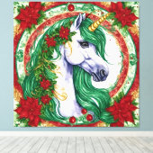 Christmas Unicorn Canvas Afdruk (Insitu (Houten vloer))
