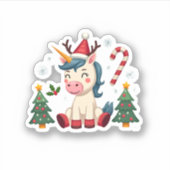 Christmas Unicorn Cute Magical Xmas Toddler Girls Sticker (Voorkant)