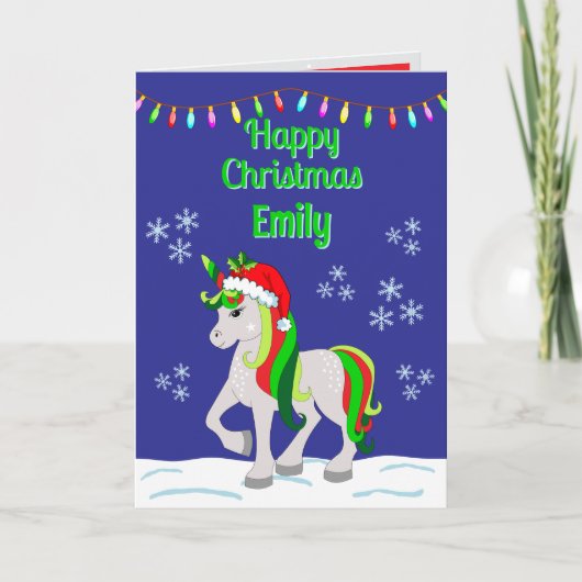 Christmas Unicorn Folded Greeting Card Kaart (Voorkant)