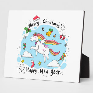 Christmas Unicorn Fotoplaat