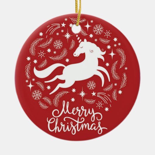 Christmas Unicorn Keramisch Ornament (Voorkant)