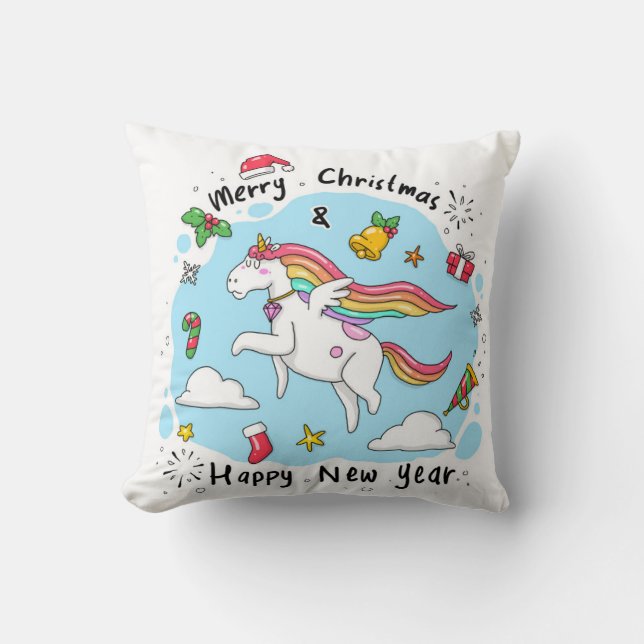 Christmas Unicorn Kussen (Voorkant)