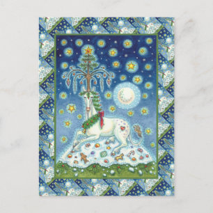 CHRISTMAS UNICORN, MAGIC HORN TREE, FANTASY HORSE BRIEFKAART