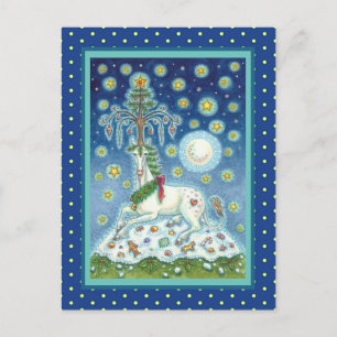 CHRISTMAS UNICORN, MAGIC HORN TREE, FANTASY HORSE BRIEFKAART