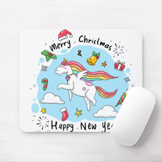 Christmas Unicorn Muismat (Met muis)