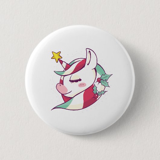 Christmas Unicorn Ronde Button 5,7 Cm (Voorkant)