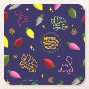 Christmas Vacation Holiday Pattern Vierkante Kartonnen Onderzetter