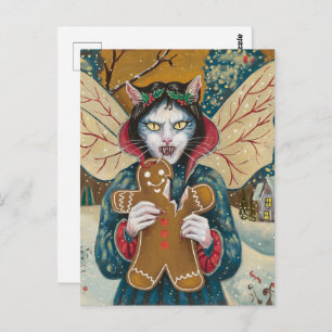 Christmas Vampire Kat Gingerbread Man Cookie Briefkaart