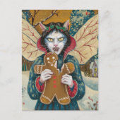 Christmas Vampire Kat Gingerbread Man Cookie Briefkaart (Voorkant)