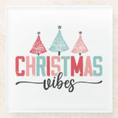 Christmas Vibes - Feestelijke boom ontwerp Glazen Onderzetter (Voorkant)