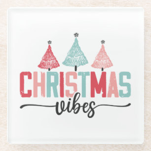Christmas Vibes - Feestelijke boom ontwerp Glazen Onderzetter