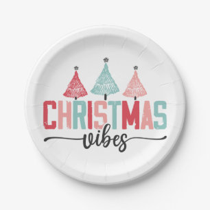 Christmas Vibes - Feestelijke boom ontwerp Papieren Bordje