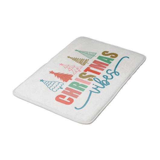 Christmas Vibes - Kleurrijke Vakantiebomen Ontwerp Badmat (Gekanteld)