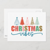 Christmas Vibes - Kleurrijke Vakantiebomen Ontwerp Briefkaart (Voorkant / Achterkant)
