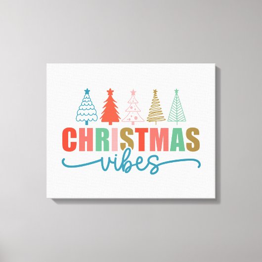 Christmas Vibes - Kleurrijke Vakantiebomen Ontwerp Canvas Afdruk (Voorkant)