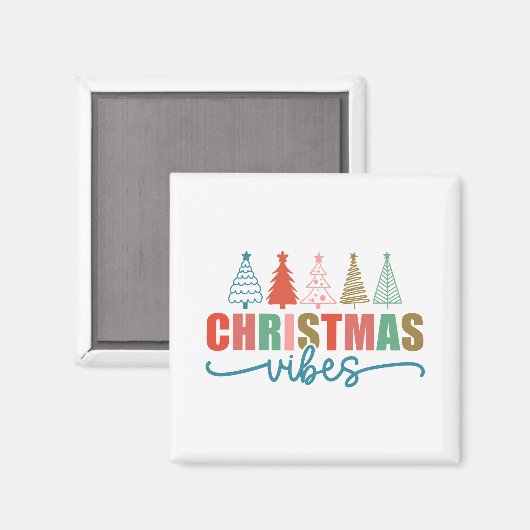 Christmas Vibes - Kleurrijke Vakantiebomen Ontwerp Magneet (Voorkant / Achterkant)