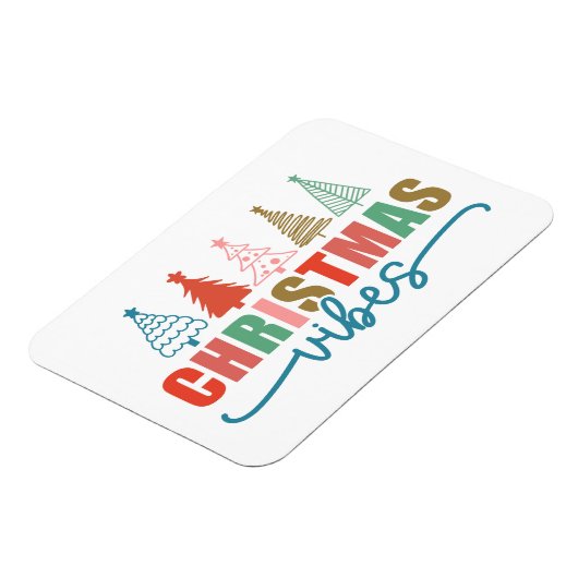Christmas Vibes - Kleurrijke Vakantiebomen Ontwerp Magneet (Linkerzijde)