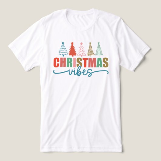 Christmas Vibes - Kleurrijke Vakantiebomen Ontwerp Tri-Blend Shirt (Design voorkant)