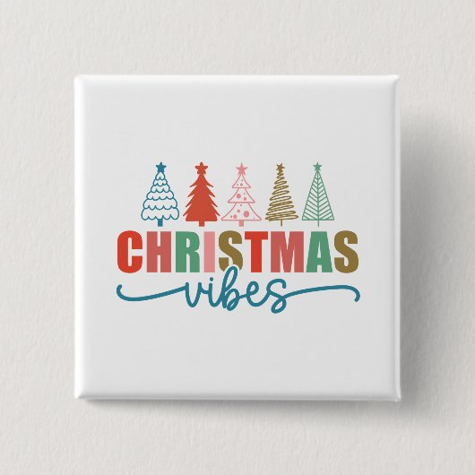 Christmas Vibes - Kleurrijke Vakantiebomen Ontwerp Vierkante Button 5,1 Cm (Voorkant)