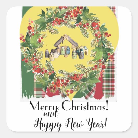 Christmas! Vierkante Sticker (Voorkant)