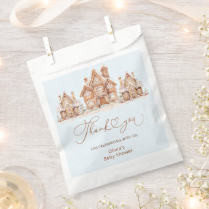 Christmas Village Blue Baby shower Dank u Bedankzakje