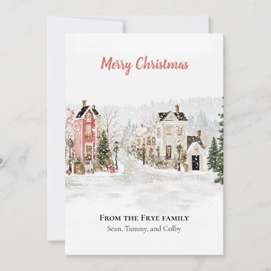 Christmas Village Holiday Greeting Card Feestdagenkaart (Voorkant)