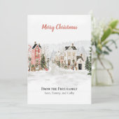 Christmas Village Holiday Greeting Card Feestdagenkaart (Staand voorkant)
