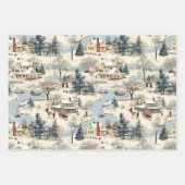 Christmas Village  Rustiek Inpakpapier Vel (Voorkant)