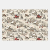 Christmas Village Rustiek Inpakpapier Vel (Voorkant)