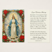 Christmas Virgin Mary Memorare Prayer Poinsettia Visitekaartje (Voorkant /achterkant)