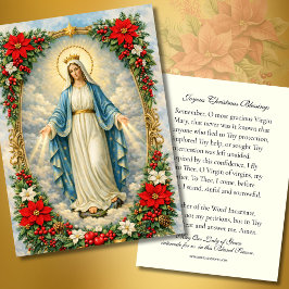 Christmas Virgin Mary Memorare Prayer Poinsettia Visitekaartje