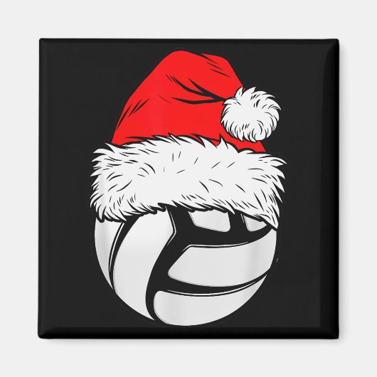 Christmas Volleyball Ball Santa Hat Xmas Matching Magneet (Voorkant)