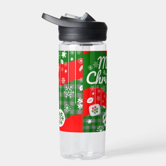 Christmas Water Bottle – White Ornaments Waterfles (Rechts)