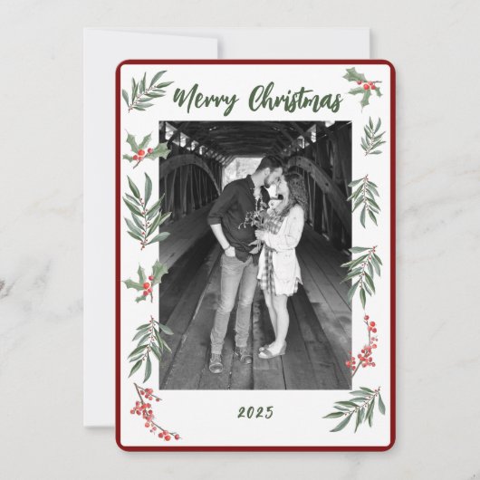 Christmas Watercolor Flat Holiday Card Feestdagenkaart (Voorkant)