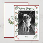 Christmas Watercolor Flat Holiday Card Feestdagenkaart (Voorkant / Achterkant)