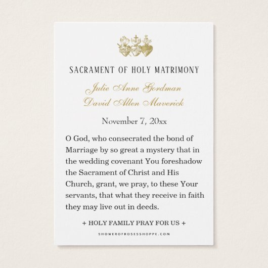 Christmas Wedding Cross Prayer Card (Dos)