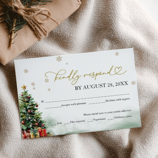 Christmas Wedding RSVP With Food Options