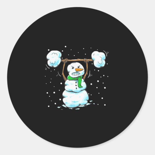 Christmas Weightlifting Snowman Shirt Funny Snowma Ronde Sticker (Voorkant)
