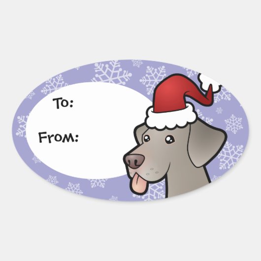 Christmas Weimaraner Ovale Sticker (Voorkant)
