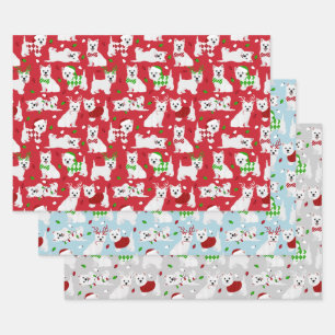 Christmas Westie Dogs West Highland White Terrier Inpakpapier Vel