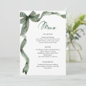 Christmas Whimsical Funky Green Bow Dinner Party Menu (Staand voorkant)