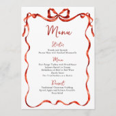 Christmas Whimsical Funky Red Bow Dinner Party Menu (Voorkant)